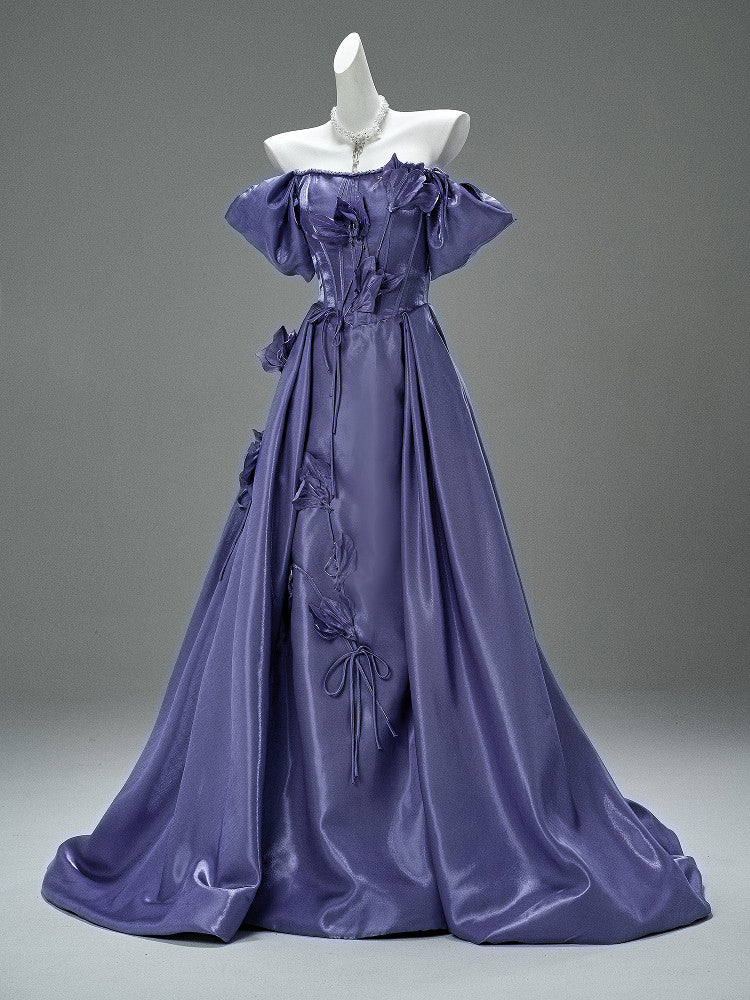 Sandalwood Purple Satin Evening Gown