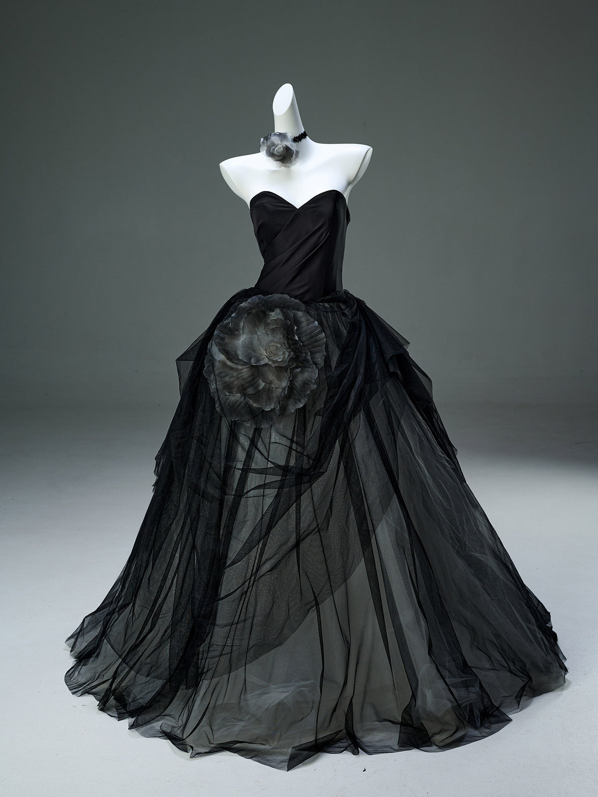 Flowers in Ink Handcrafted Tulle Gown