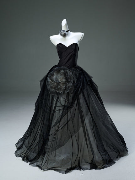 Flowers in Ink Handcrafted Tulle Gown