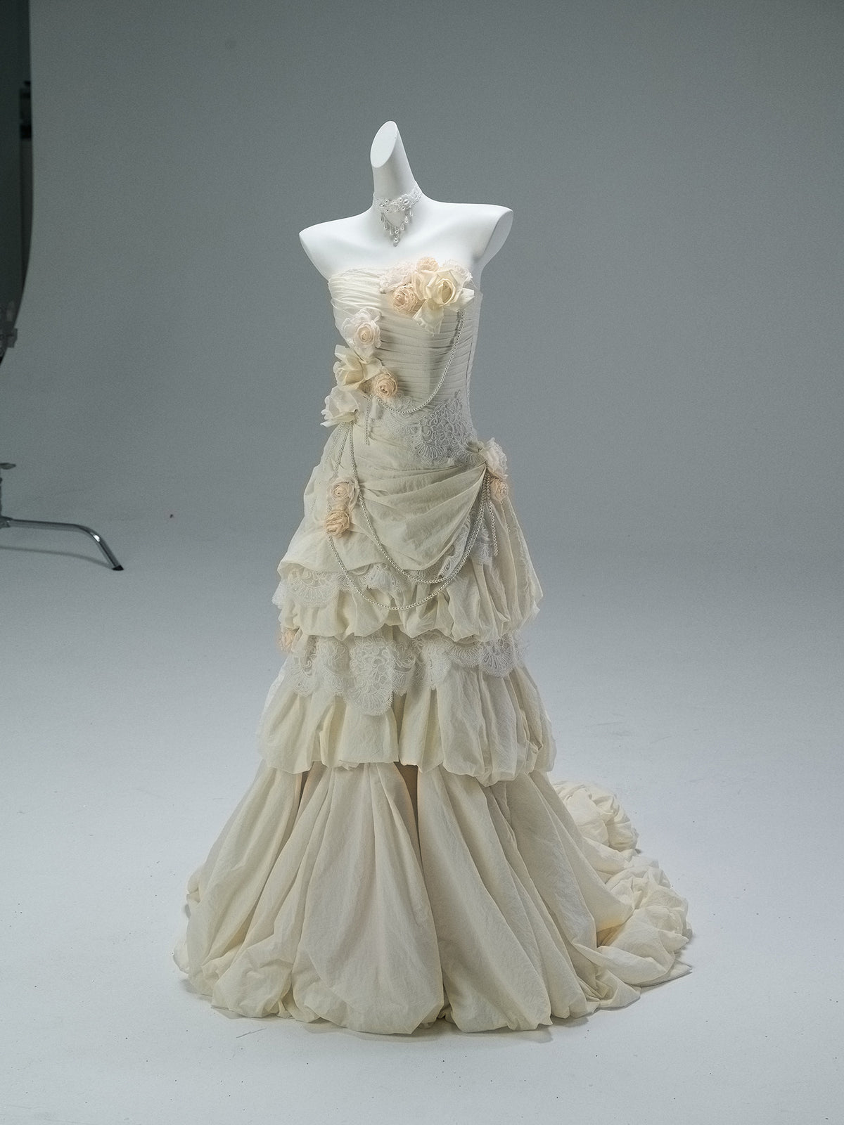 Rose Left French Vintage Sculpted Gown
