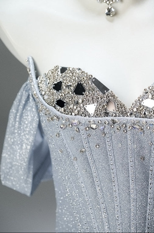 Fishtail Sequin Gown with Crystal Embellishment