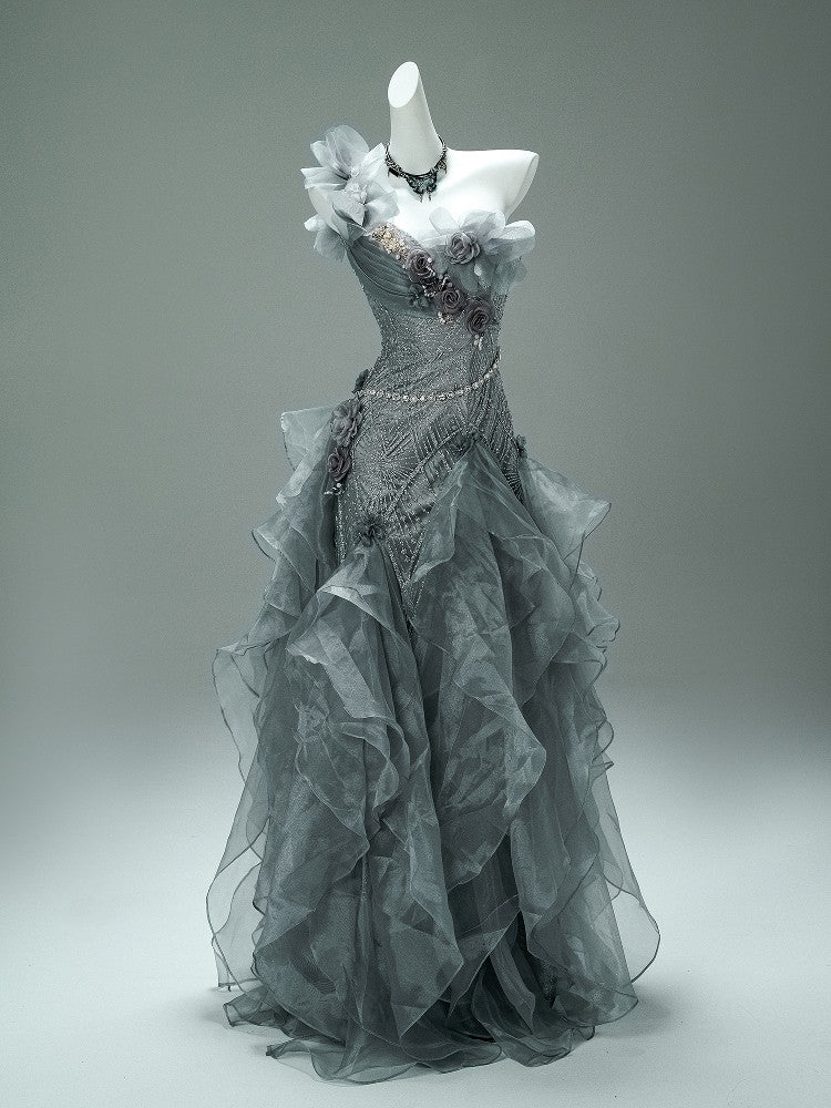 Sea of Shadows Vintage Fishtail Gown