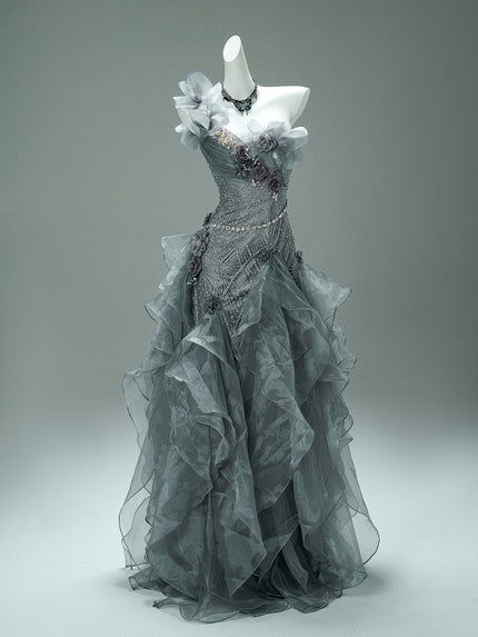 Sea of Shadows Vintage Fishtail Gown