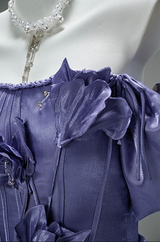 Sandalwood Purple Satin Evening Gown
