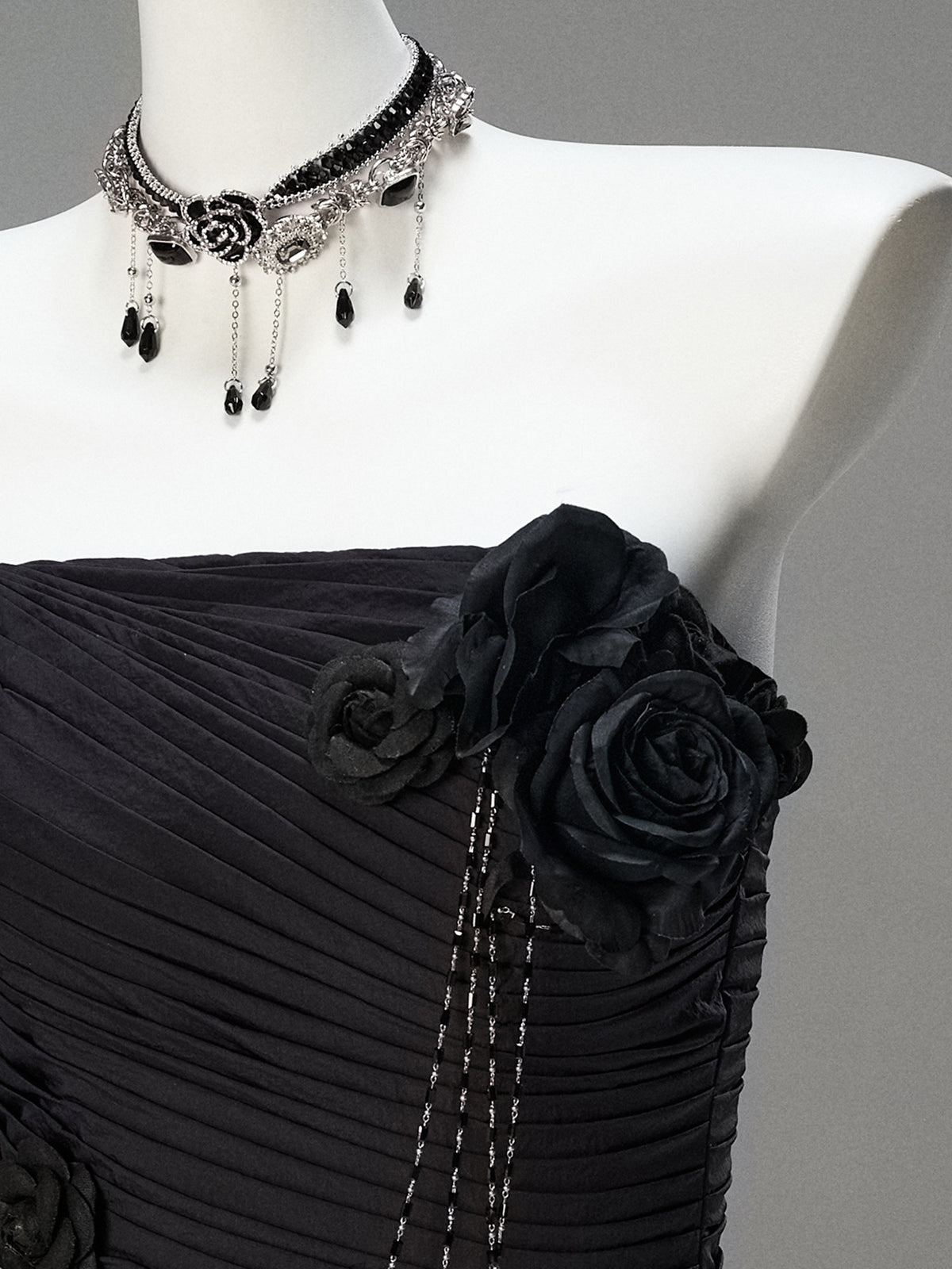 Black Vintage Sculpted Gown