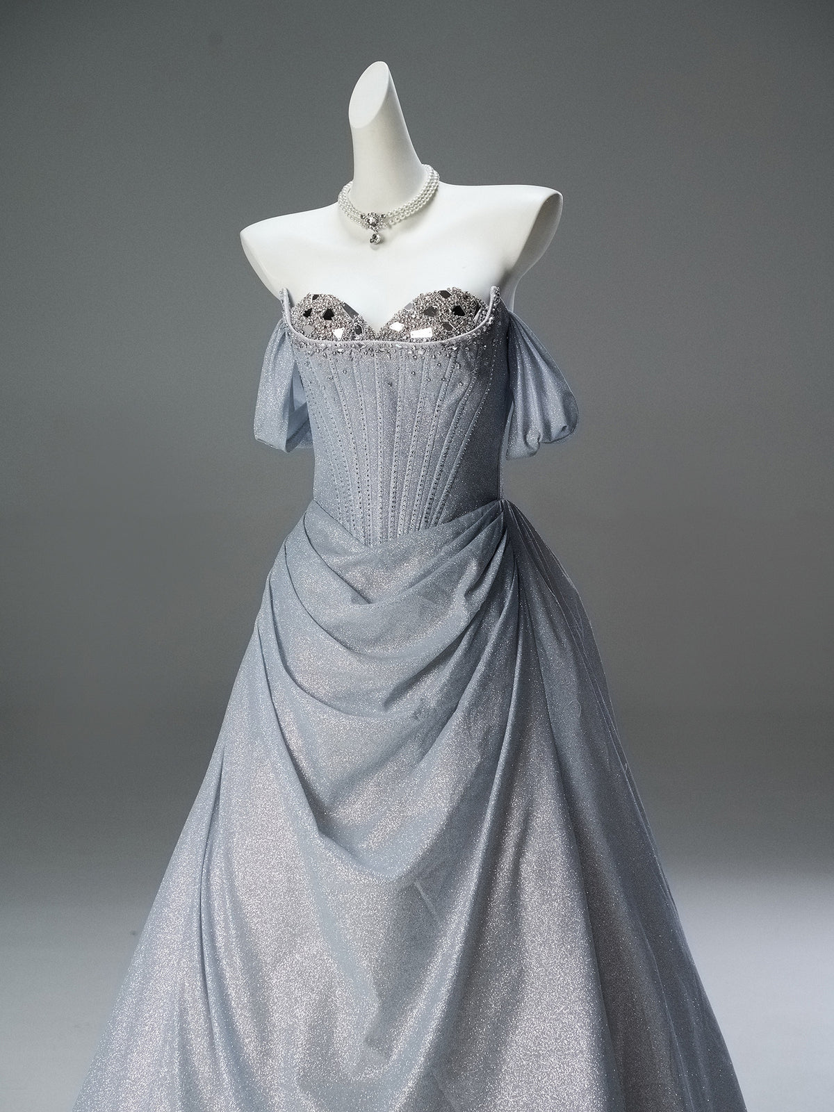 Fishtail Sequin Gown with Crystal Embellishment