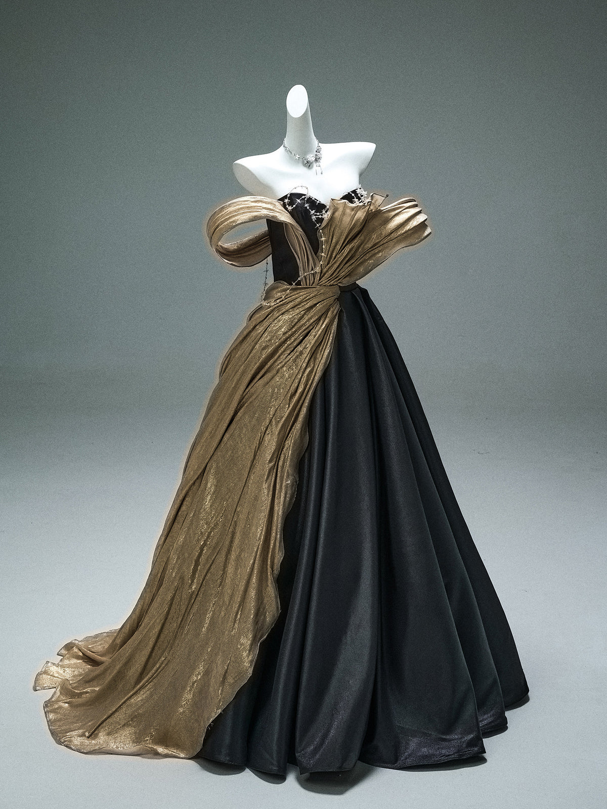 Black Statement Satin Gown