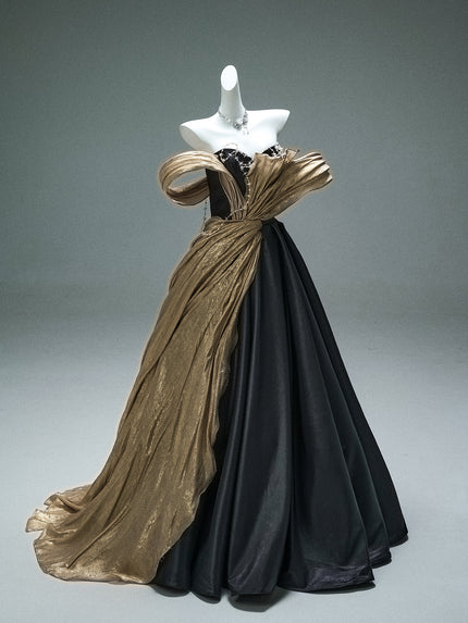 Black Statement Satin Gown