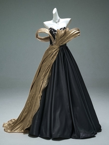 Black Statement Satin Gown