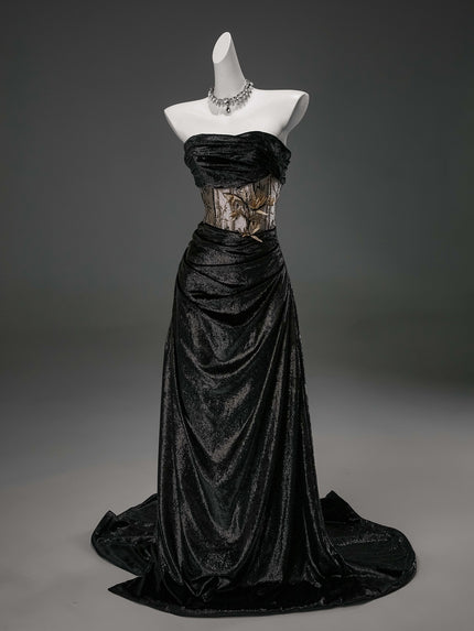 Black Sculpted Fishtail Gown