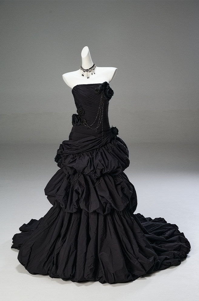 Black Vintage Sculpted Gown