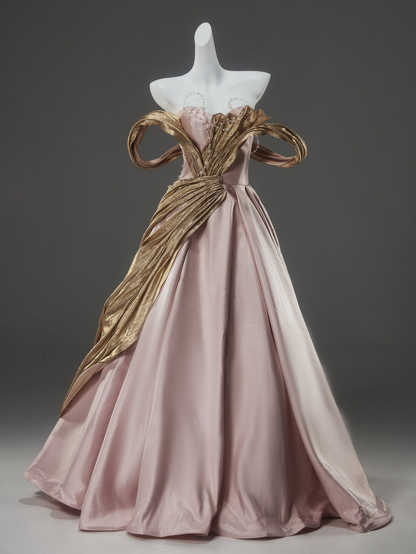 Powdered Pink Statement Satin Gown