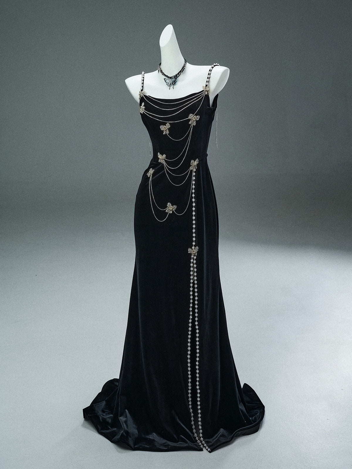 Phantom Black Sculpted Fishtail Gown
