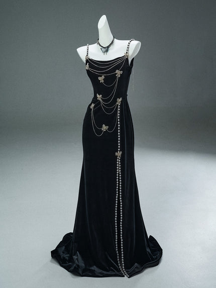Phantom Black Sculpted Fishtail Gown