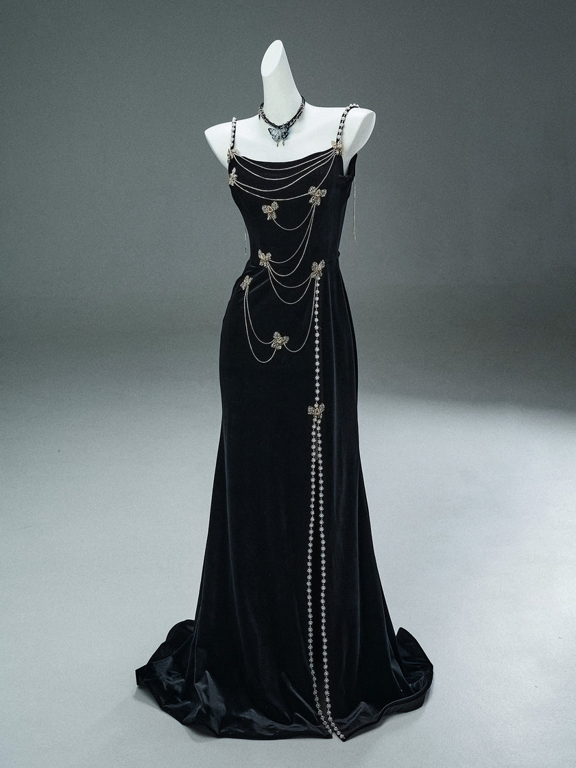 Phantom Black Sculpted Fishtail Gown