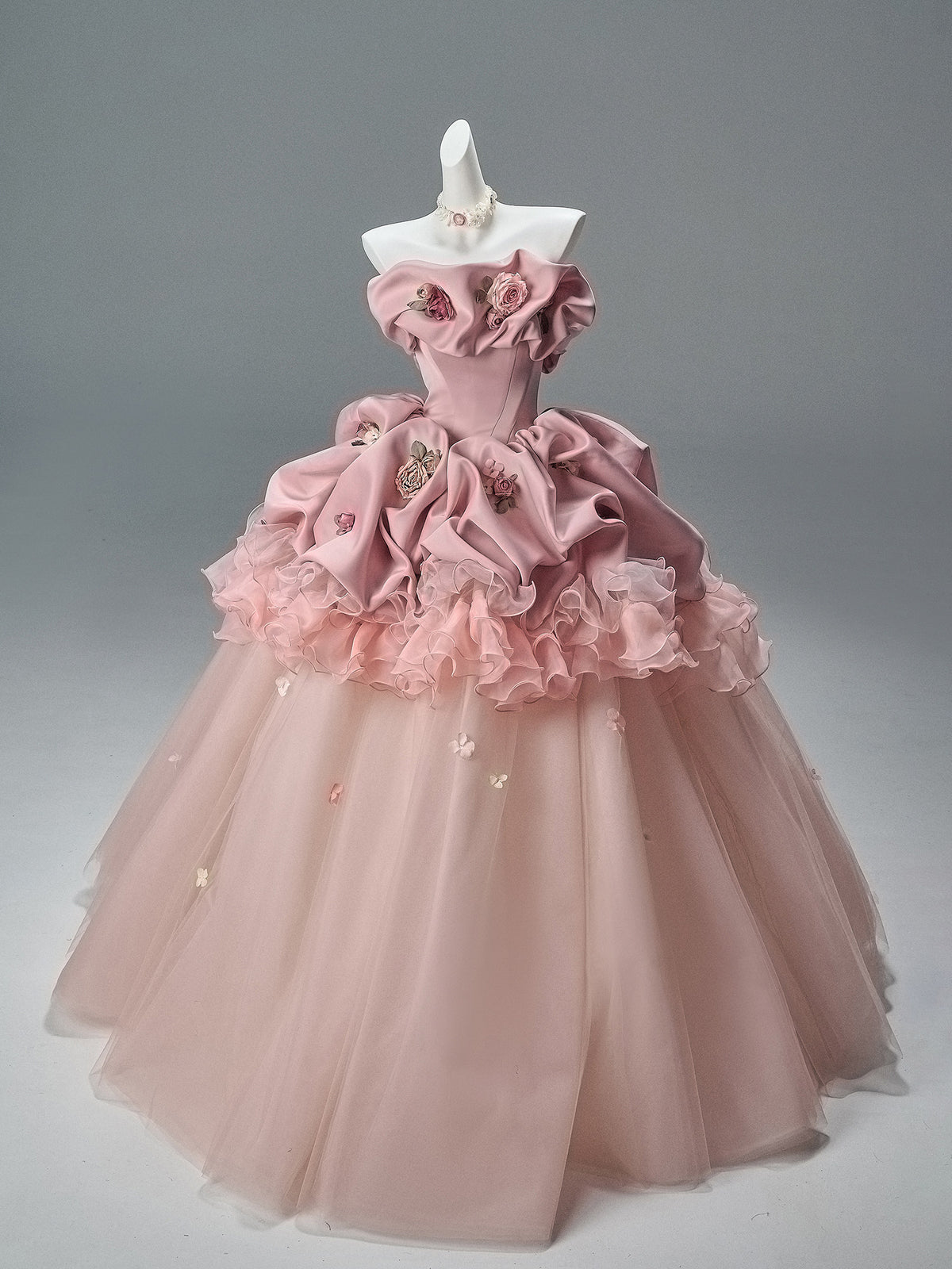 Peach Coco Heavily Embellished Vintage Gown