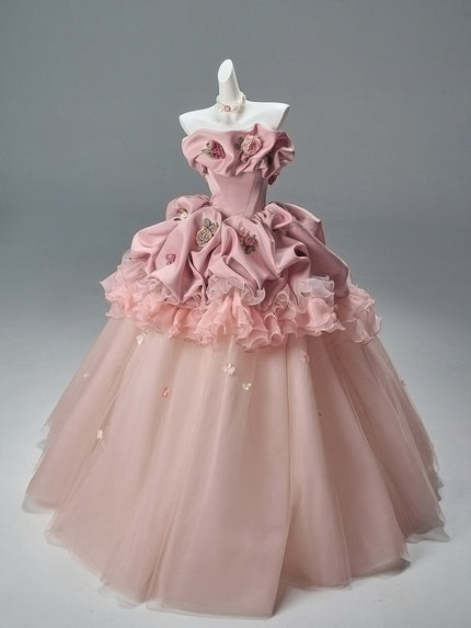 Peach Coco Heavily Embellished Vintage Gown