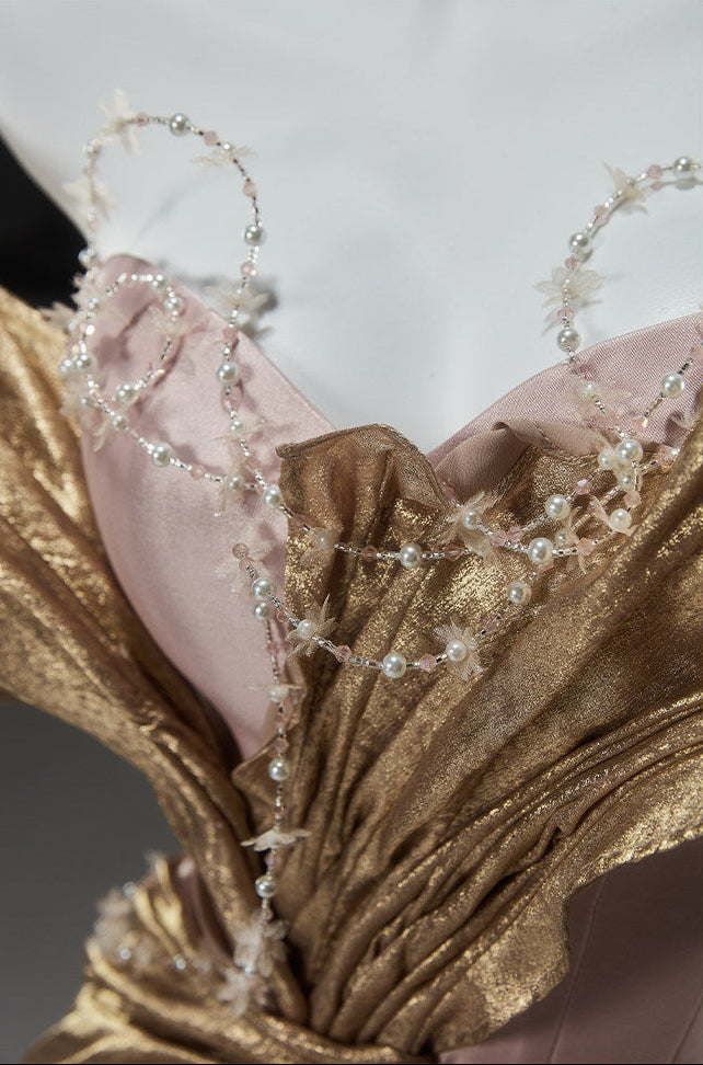 Powdered Pink Statement Satin Gown