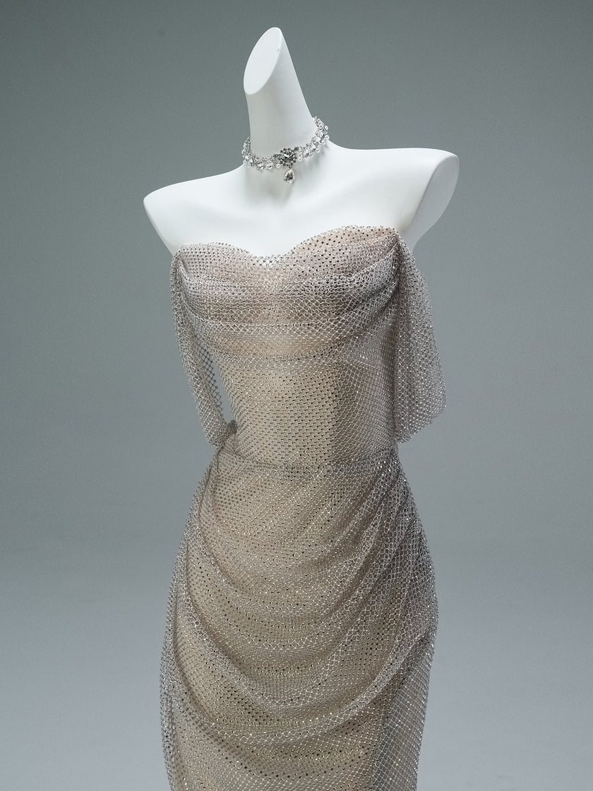 Crystal-Embellished Fishtail Gown