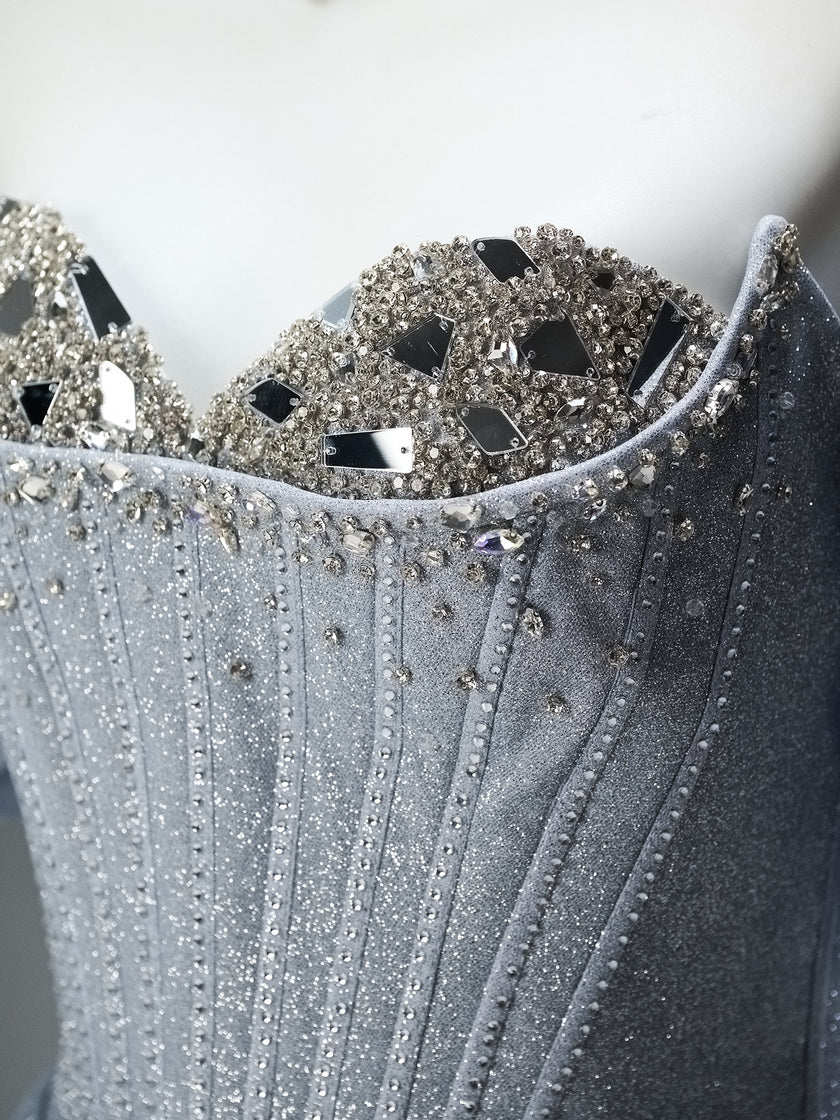 Fishtail Sequin Gown with Crystal Embellishment
