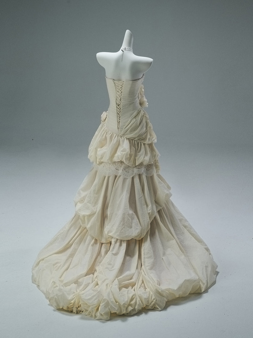 Rose Left French Vintage Sculpted Gown