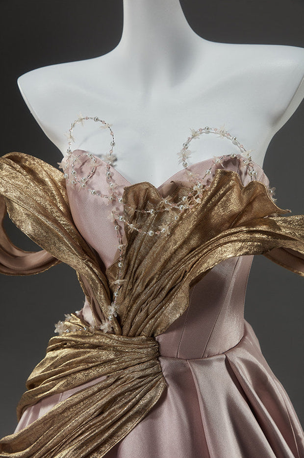 Powdered Pink Statement Satin Gown