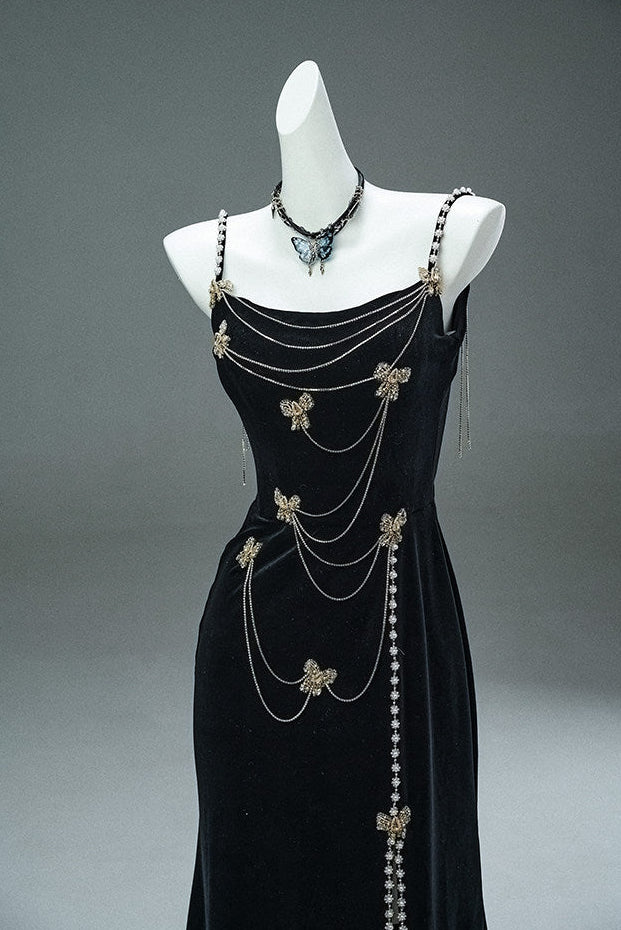 Phantom Black Sculpted Fishtail Gown