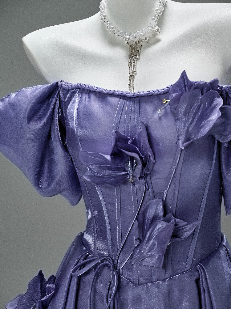 Sandalwood Purple Satin Evening Gown