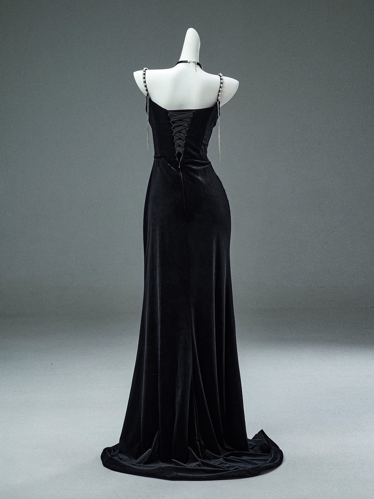 Phantom Black Sculpted Fishtail Gown