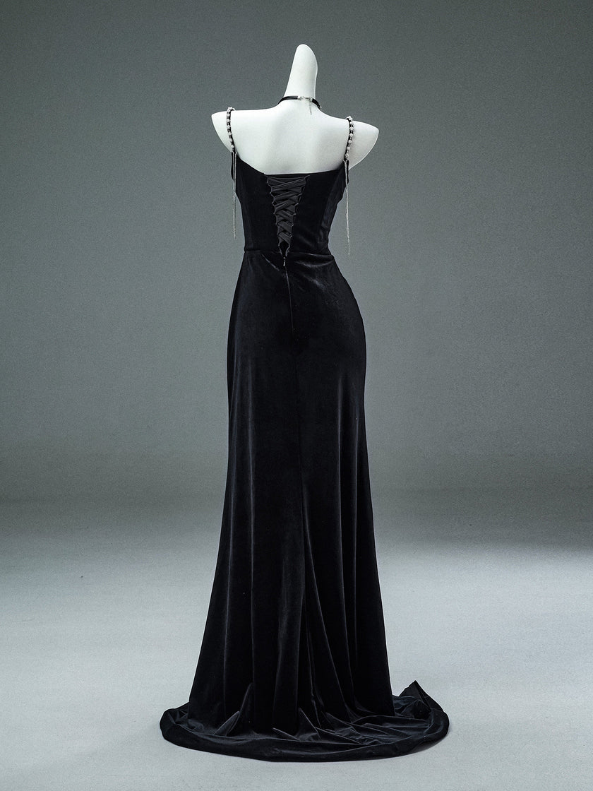 Phantom Black Sculpted Fishtail Gown