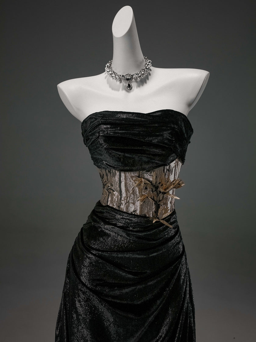 Black Sculpted Fishtail Gown