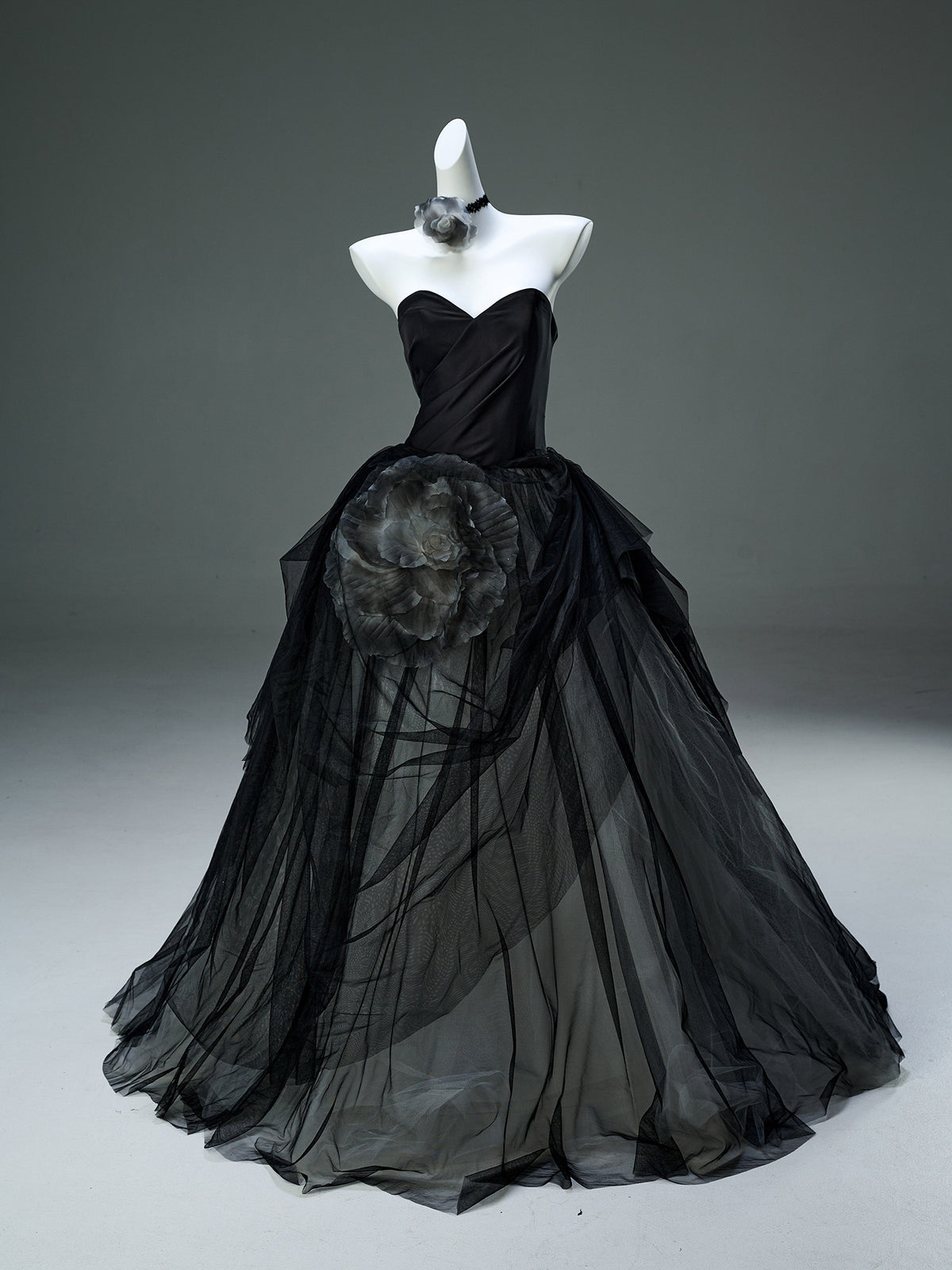 Flowers in Ink Handcrafted Tulle Gown
