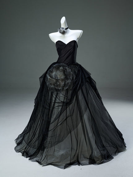 Flowers in Ink Handcrafted Tulle Gown