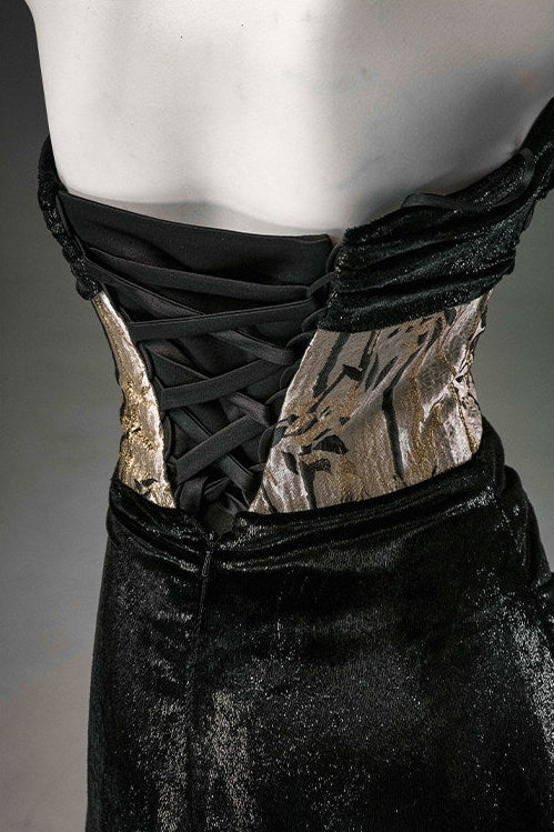 Black Sculpted Fishtail Gown