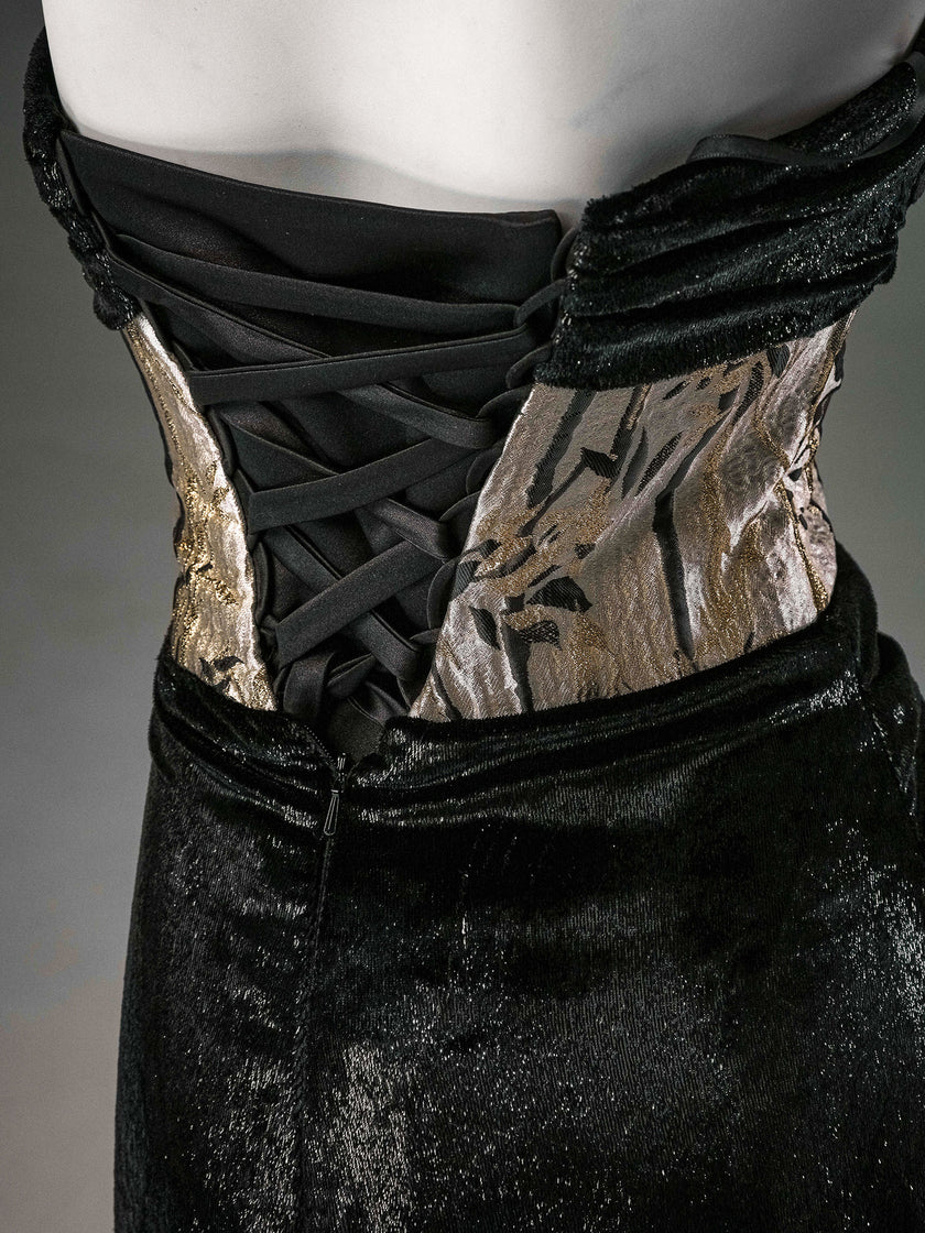 Black Sculpted Fishtail Gown