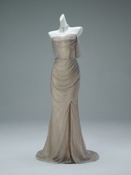 Crystal-Embellished Fishtail Gown