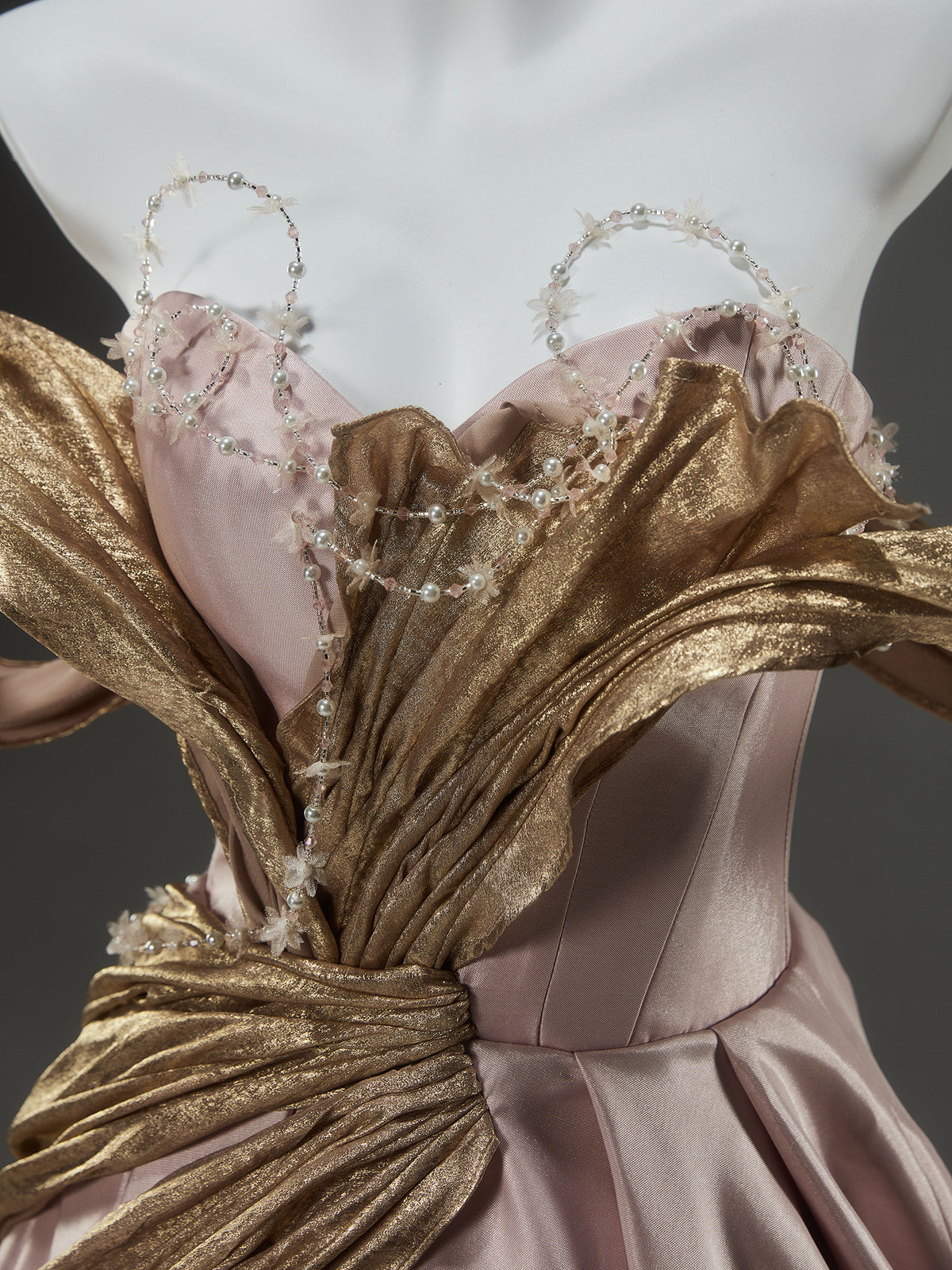 Powdered Pink Statement Satin Gown