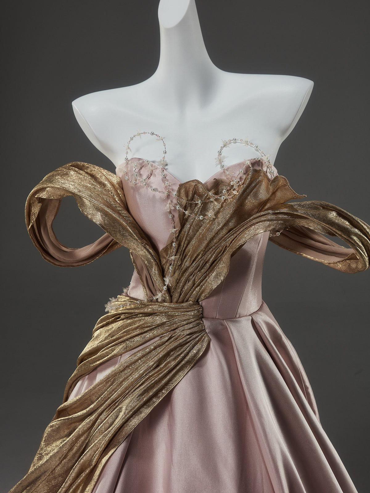 Powdered Pink Statement Satin Gown