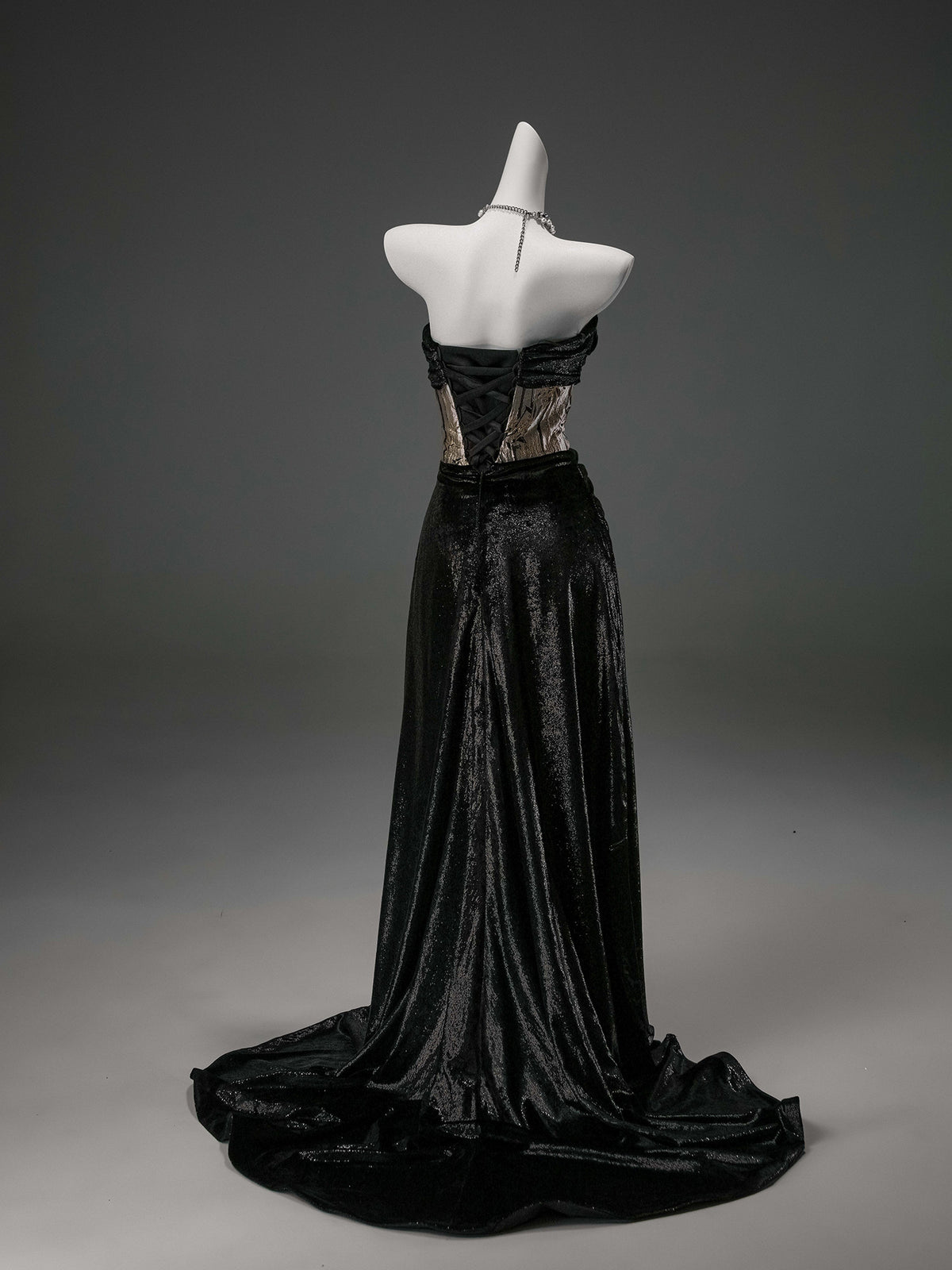 Black Sculpted Fishtail Gown