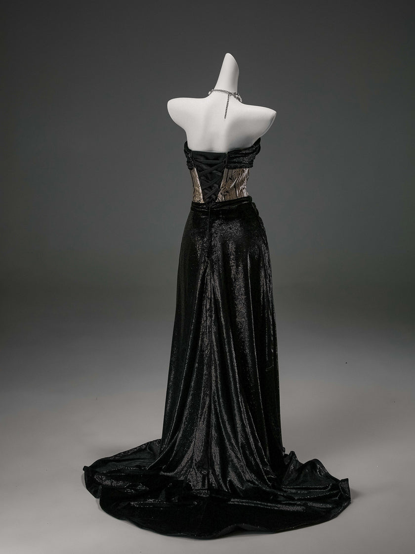Black Sculpted Fishtail Gown