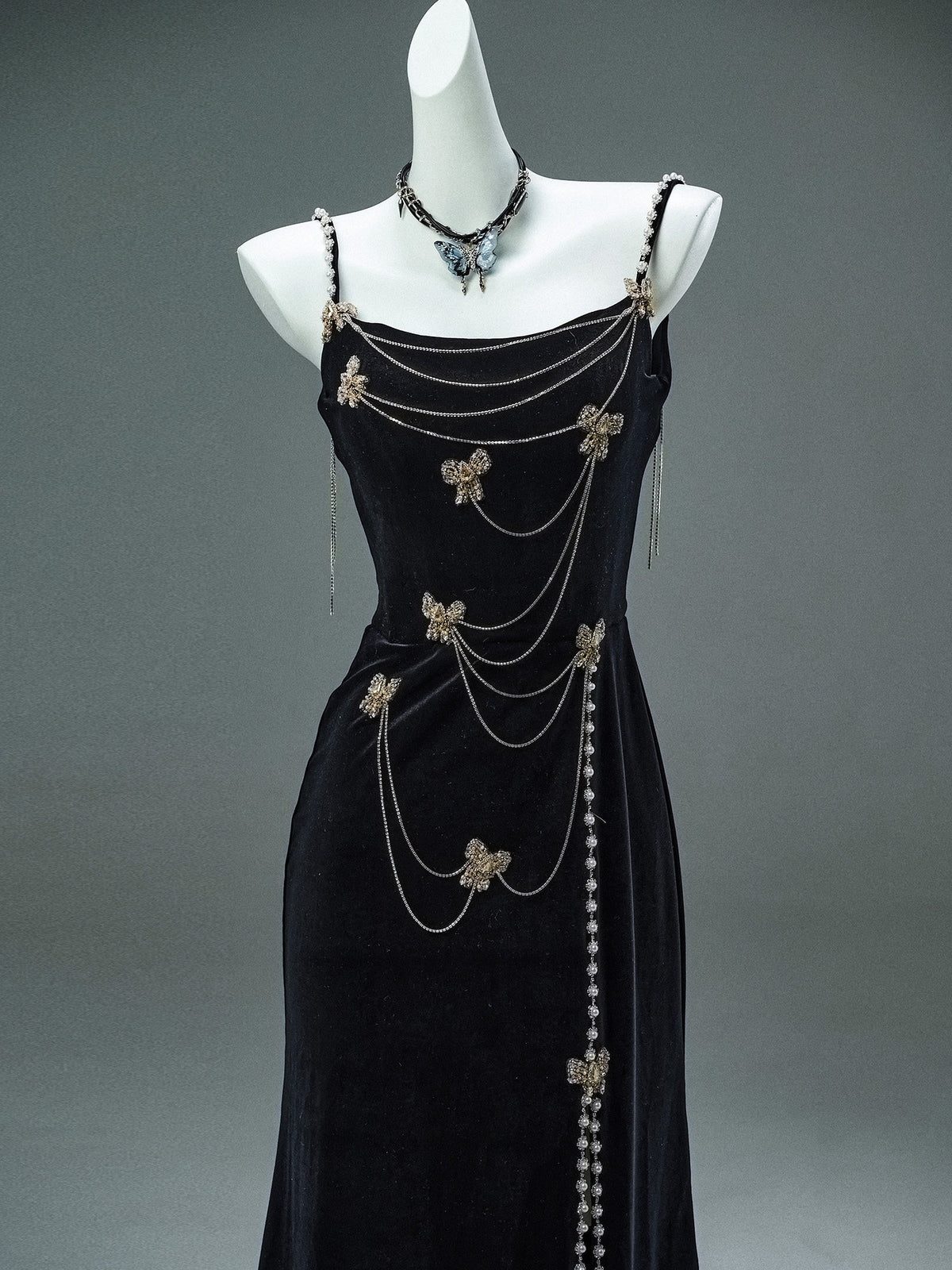 Phantom Black Sculpted Fishtail Gown