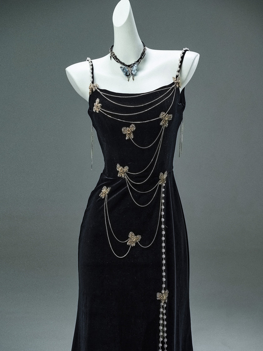 Phantom Black Sculpted Fishtail Gown