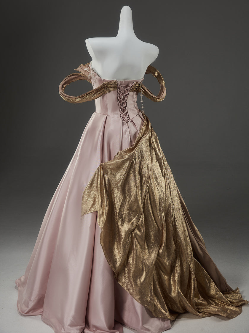 Powdered Pink Statement Satin Gown