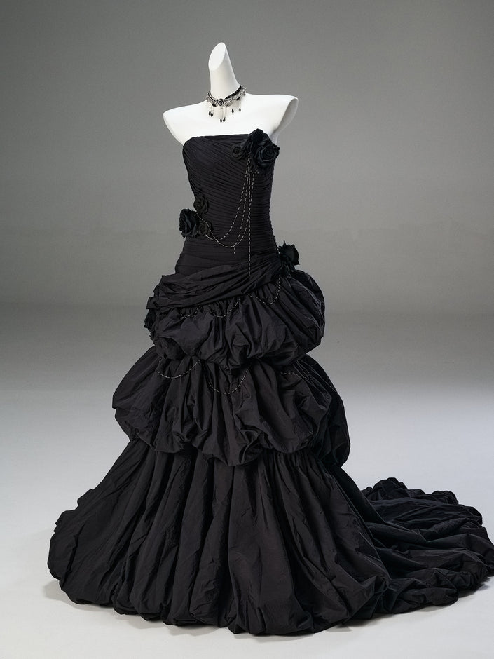 Black Vintage Sculpted Gown