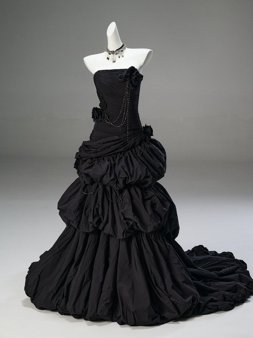 Black Vintage Sculpted Gown