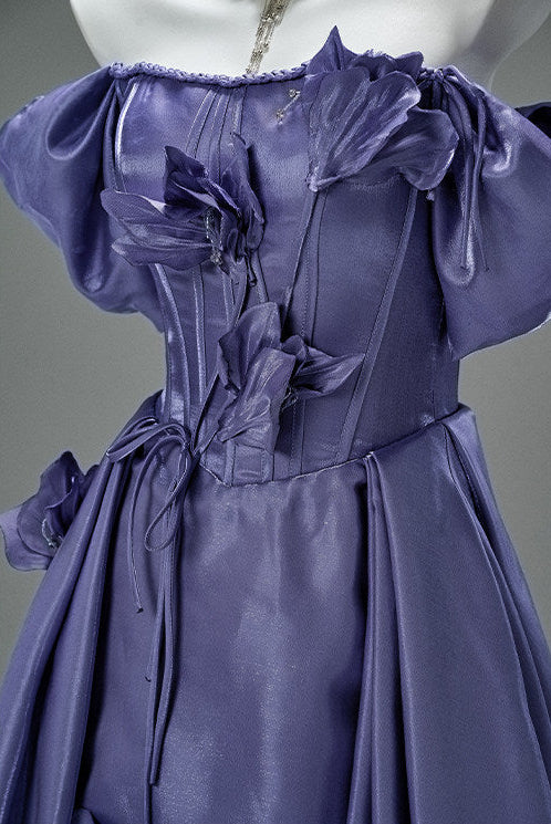 Sandalwood Purple Satin Evening Gown