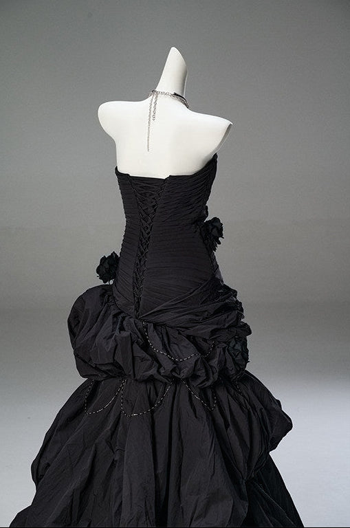 Black Vintage Sculpted Gown