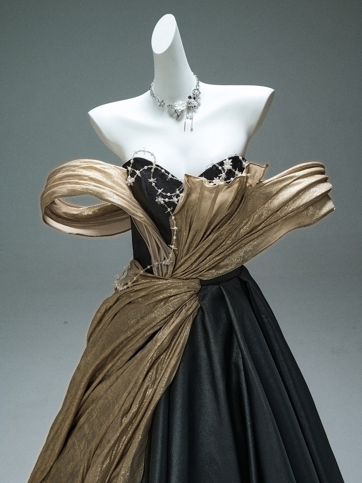 Black Statement Satin Gown