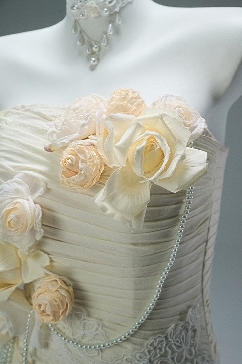 Rose Left French Vintage Sculpted Gown