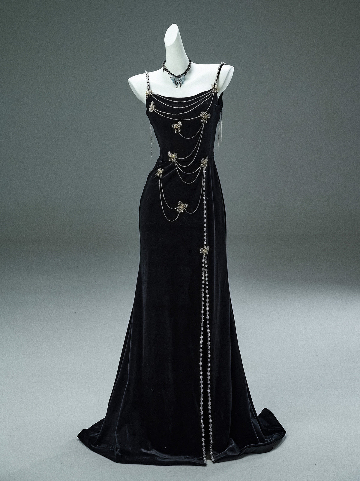 Phantom Black Sculpted Fishtail Gown